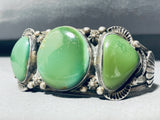 Apple Green Damale!! Vintage Native American Navajo Turquoise Sterling Silver Bracelet-Nativo Arts