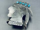 Chief of Tribe!! 154 Grams Native American Navajo Turquoise Sterling Silver Bracelet Cuff-Nativo Arts