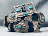 Important Ben Yazzie Vintage Native American Navajo Turquoise Sterling Silver Concho Belt