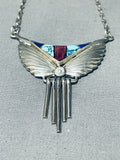 Very Important Vintage Native American Navajo Turquoise Inlay Sterling Silver Necklace-Nativo Arts