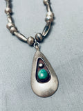 Amazing Vintage Native American Navajo Cerrillos Turquoise Sterling Silver Torpedo Necklace-Nativo Arts