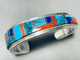 Wil Yazzie Vintage Native American Navajo 6' Wrist Sterling Silver Inlay Turquoise Bracelet-Nativo Arts