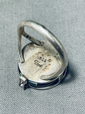 Native American Center Flipping Medallion Vintage Inlay Turquoise Sterling Silver Ring-Nativo Arts