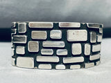 Mosaic Wall!! Vintage Native American Navajo Hand Tooled Sterling Silver Bracelet Cuff-Nativo Arts