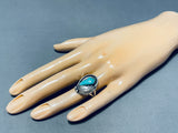 Gorgeous Vintage Native American Navajo Pilot Mountain Turquoise Sterling Silver Ring-Nativo Arts