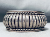 Heavy Handmade Vintage Native American Navajo Sterling Silver Basket Bracelet