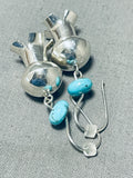 Unforgettable Native American Navajo Turquoise Sterling Silver Blossom Earrings-Nativo Arts