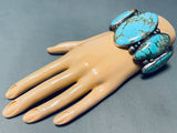 One Of The Largest Vintage Native American Navajo #8 Turquoise Row Sterling Silver Bracelet-Nativo Arts