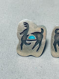 Captivating Vintage Native American Navajo Blue Gem Sterling Silver Deer Cuff Links-Nativo Arts