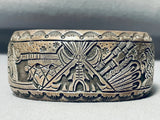 Teepee Love Vintage Native American Navajo Intricate Sterling Silver Bracelet