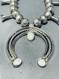 Fab Vintage Native American Navajo Sterling Silver Pearl Squash Blossom Necklace-Nativo Arts