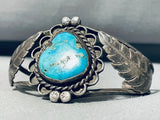 Gorgeous Vintage Native American Navajo Blue Gem Turquoise Sterling Silver Bracelet-Nativo Arts