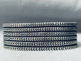Deep Segments Vintage Native American Navajo Sterling Silver Stamped Bracelet Cuf-Nativo Arts