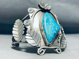 One Of The Most Unique Vintage Native American Navajo Leaf Sterling Silver Turquoise Bracelet-Nativo Arts