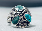 Swirls Of Sterling Vintage Native American Navajo Turquoise Ring Old-Nativo Arts