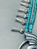 Gorgeous Native American Navajo Turquoise Sterling Silver Buttefly Squash Blossom Necklace-Nativo Arts