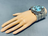 158 Grams Jaw-dropping Native American Navajo Morenci Turquoise Sterling Silver Bracelet-Nativo Arts