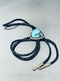 Sensational Vintage Native American Navajo Blue Diamond Turquoise Sterling Silver Bolo Tie-Nativo Arts