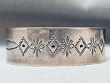 Hand Tooled Vintage Native American Navajo Sun Stamped Sterling Silver Bracelet Cuff-Nativo Arts