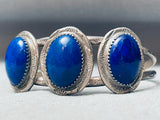 Rare Domed Lapis Vintage Native American Navajo Sterling Silver Bracelet-Nativo Arts