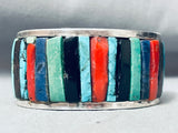 Native American 6 Inch Wrist Vintage Navajo Inlay Turquoise Sterling Silver Bracleet Cuff-Nativo Arts