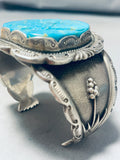 Chei Elmo Roadrunner!! Vintage Native American Navajo Turquoise Sterling Silver Bracelet-Nativo Arts