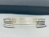 Fabulous Native American Navajo Sterling Silver Bracelet Signed R. Tahe-Nativo Arts