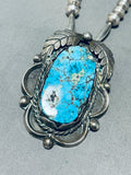 Ken Lassa Opulent Vintage Native American Navajo Gilbert Turquoise Sterling Silver Necklace Old-Nativo Arts