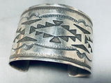 Vintage Rug Pattern!! Native American Navajo Sterling Silver Wide Bracelet-Nativo Arts