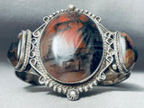 One Of The Finest Vintage Huge Native American Navajo Petrified Wood To A Silver Bracelet-Nativo Arts