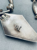 Tommy Sam Vintage Native American Navajo Turquoise Inlay Sterling Silver Necklace-Nativo Arts