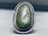 Massive Vintage Native American Navajo Green Turquoise Sterling Silver Ring-Nativo Arts