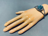 Brilliant Vintage Native American Navajo Seafoam Turquoise Sterling Silver Bracelet-Nativo Arts
