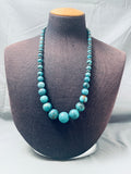 Balls Of Turquoise Vintage Native American Navajo Turquoise Sterling Silver Necklace-Nativo Arts