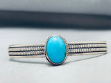 Luminous Vintage Native American Navajo 8 Domed Turquoise Sterling Silver Bracelet-Nativo Arts