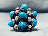 Gasp! Vintage Native American Navajo Turquoise Cluster Sterling Silver Ring-Nativo Arts