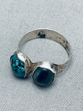 Stunning Spiderweb Turquoise Vintage Native American Navajo Sterling Silver Ring Old-Nativo Arts