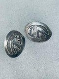 Amazing Vintage Native American Hopi Sterling Silver Earrings-Nativo Arts