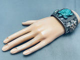 Important Francisco Gomez Vintage Turquoise Turtle Sterling Silver Bracelet-Nativo Arts