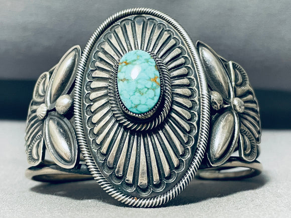 Heavy 71 Grams Vintage Native American Navajo Shield Turquoise Sterling Silver Bracelet-Nativo Arts