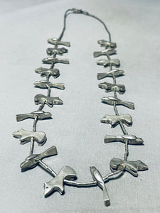 Heavy 133 Grams Vintage Native American Navajo Solid Sterling Silver Animals Necklace Old-Nativo Arts