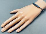 Incredible Domed Lapis Vintage Native American Navajo Coiled Sterling Silver Bracelet-Nativo Arts