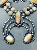 Fab Vintage Native American Navajo Domed Pearl Sterling Silver Squash Blossom Necklace-Nativo Arts