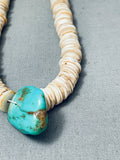 Chunky Watermelon Shell Vintage Navajo Turquoise Sterling Silver Necklace Old