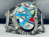 One Of The Coolest Vintage Native American Navajo Turquoise Opal Inlay Sterling Silver Bracelet-Nativo Arts