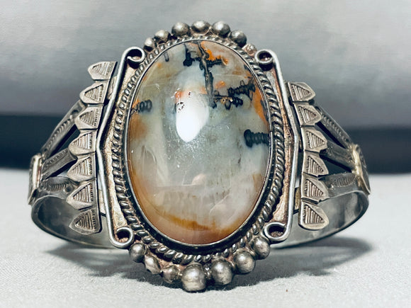 Perfect For Fall Vintage Native American Navajo Petrified Wood Sterling Silver Bracelet-Nativo Arts