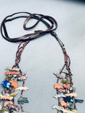 One Of The Coolest Vintage Native American Zuni Turquoise Fetish Sterling Silver Necklace-Nativo Arts