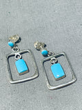 Special Vintage Native American Navajo Sleeping Beauty Turquoise Sterling Silver Dangle Earrings-Nativo Arts