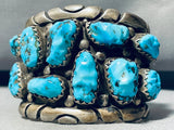 155 Grams!! Vintage Native American Navajo Turquoise Sterling Silver Bracelet Old-Nativo Arts