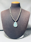 Fabulous Vintage Native American Navajo Pilot Mountain Turquoise Sterling Silver Necklace-Nativo Arts